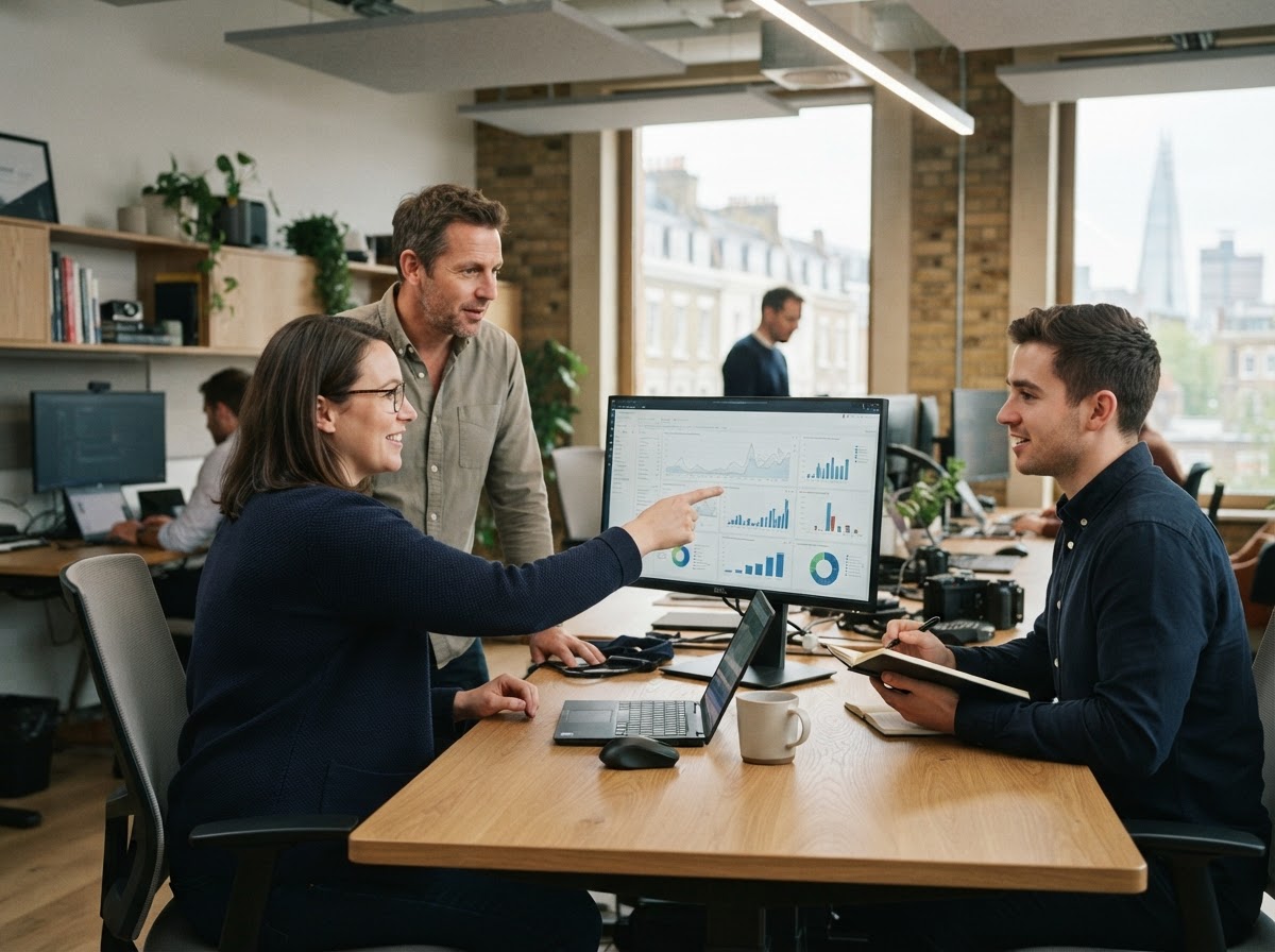 Pesagenix analysts reviewing predictive data models and risk indicators